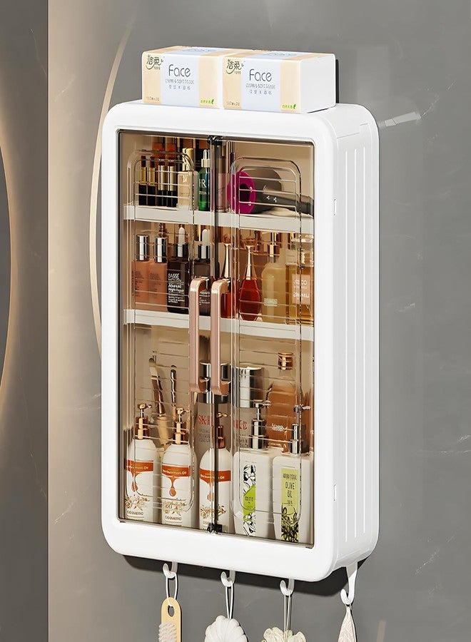 XBEY No Drill Self-Adhesive Wall Mounted Kitchen/Bathroom Storage Cabinet | Space Saving Kitchen Organizer Shelf | Compact Storage for Essentials | Modern Design (Bathroom Storage Cabinet) - Image 1